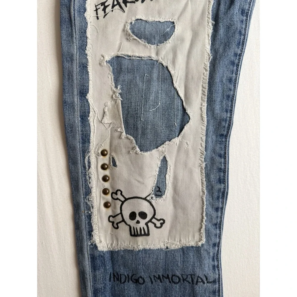 Distressed Street Artist TRUE RELIGION ROCCO Patchwork Relaxed SKINNY Jeans Sz30